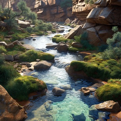 Mountain Stream in Rocky Canyon