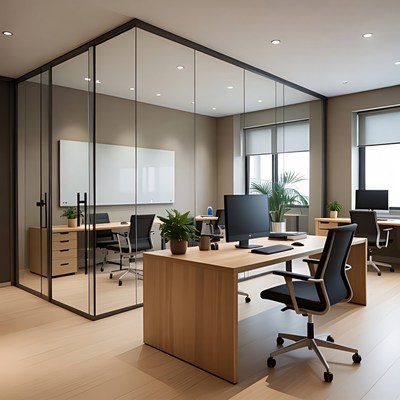 Modern Glass Office Workspace