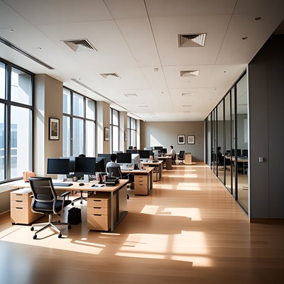 Modern Open-Plan Office with Workers