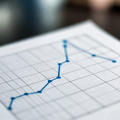 Blue line graph on paper