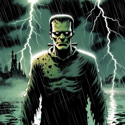 Frankenstein Monster in Stormy Lightning