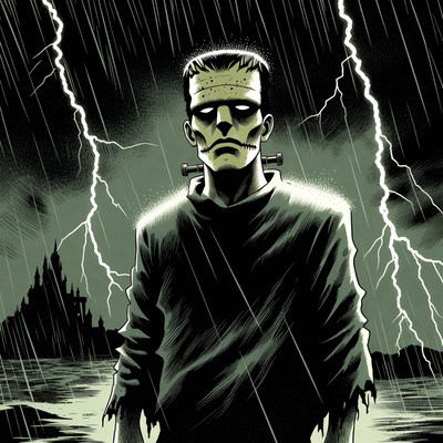 Frankenstein Monster in Lightning Storm