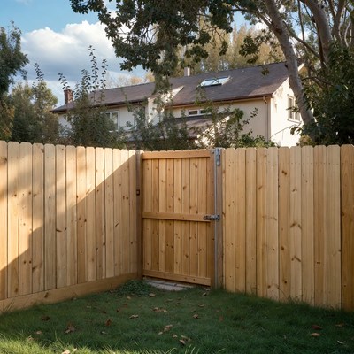 Wooden Fence Gate in Backyard