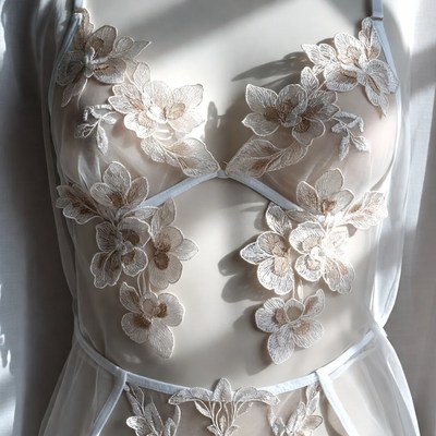 Woman in Sheer Lace Lingerie