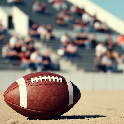 Football on field with stadium crowd