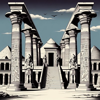 Ancient Egyptian Temple with Statues