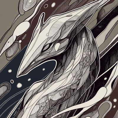 Abstract Dinosaur Head Illustration