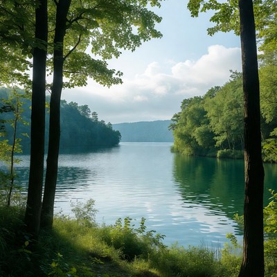 Forest Framed Serene Lake