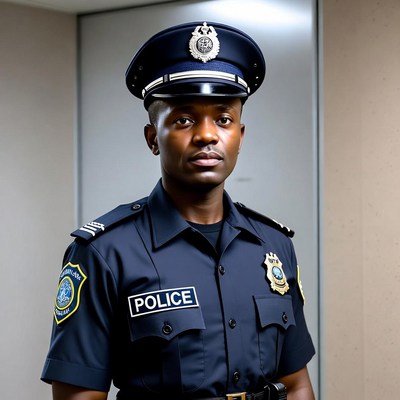 African police officer in uniform
