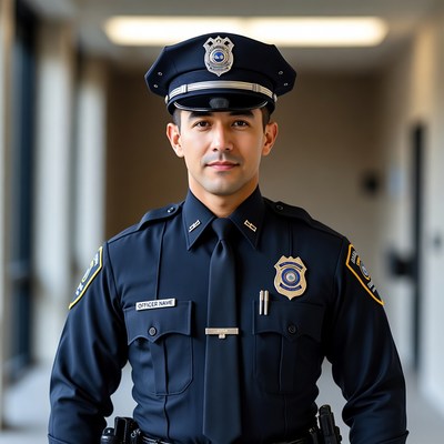 Latino police officer in uniform