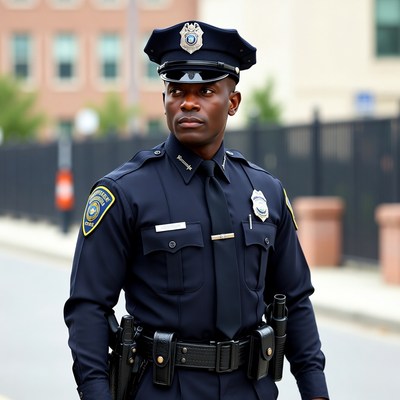 African-American police officer standing