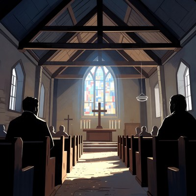 People in Church Silhouettes