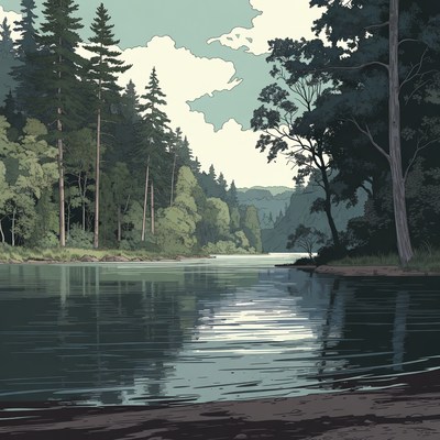 Serene Forest River Landscape