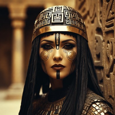 Egyptian Woman in Golden Headdress