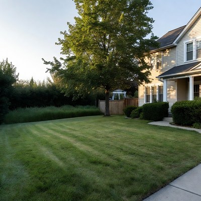 Well-manicured suburban house lawn
