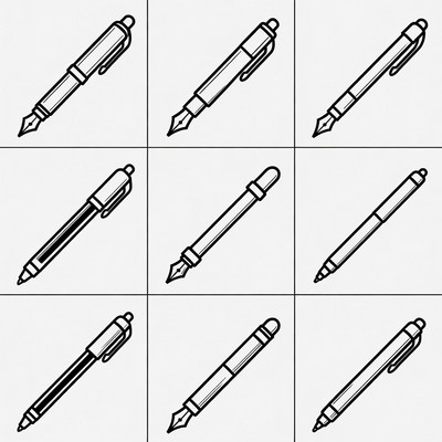 Line Art Pen Icons Set