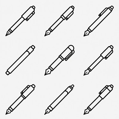 Line Art Pen Icons Set