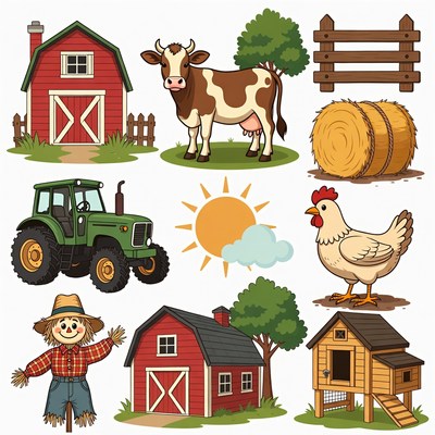 Farm Clipart Icons Set