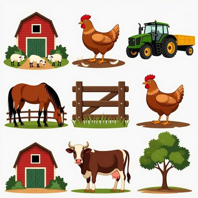 Farm Animals Clipart Set