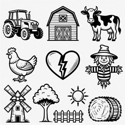 Farm Clipart Icons Set