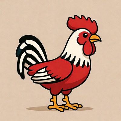 Cartoon Red Rooster Standing