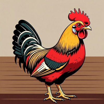 Colorful Rooster Illustration Standing