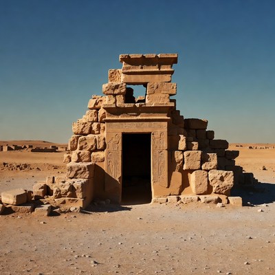 Ancient Egyptian Pyramid Tomb in Desert