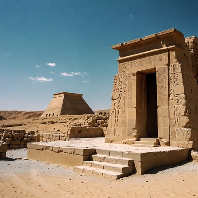 Ancient Egyptian Pyramids in Desert