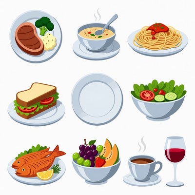 Assorted Food Dishes Illustration