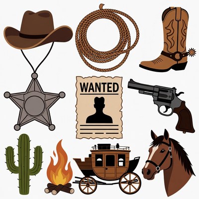 Cowboy Western Clipart Icons