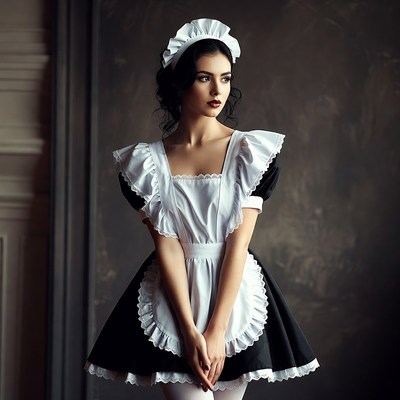 Woman in French Maid Outfit