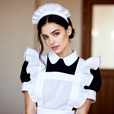 Woman in French maid uniform