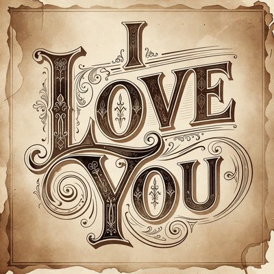 Vintage I Love You Typography