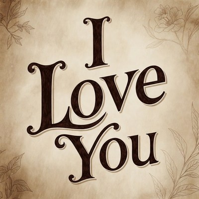 I Love You Vintage Illustration