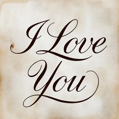 I Love You on Aged Paper