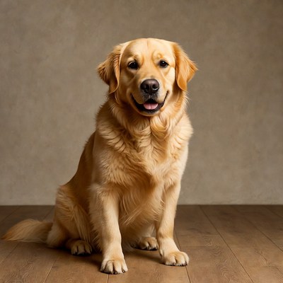 Golden Retriever sitting happily