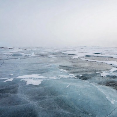 Ice Floes on Frozen Arctic Sea
