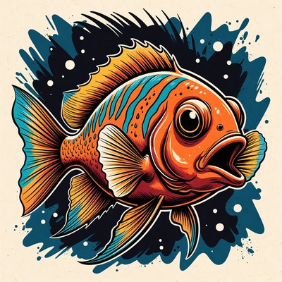 Cartoon Orange Fish with Big Eyes