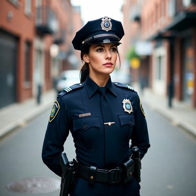 Female police officer on city street