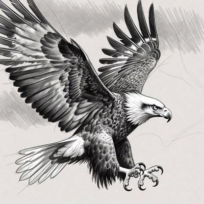 Bald Eagle with Wings Spread