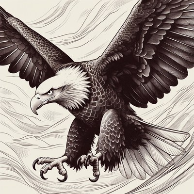Bald Eagle with Wings Spread