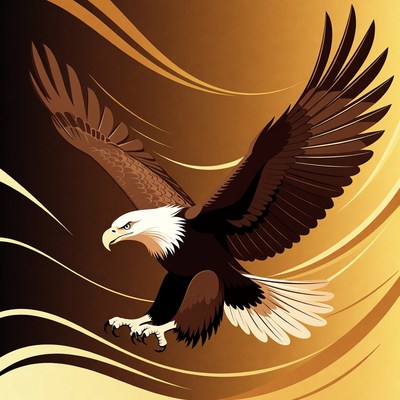 Bald eagle flying with wings spread