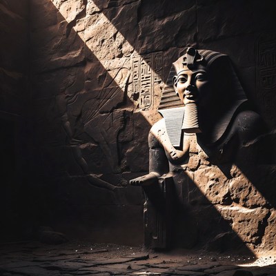 Pharaoh Statue in Ancient Tomb