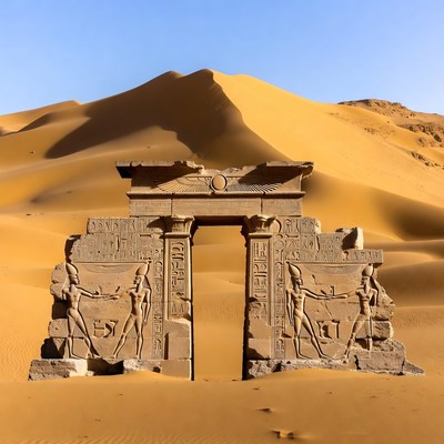 Ancient Egyptian Temple Gate in Desert