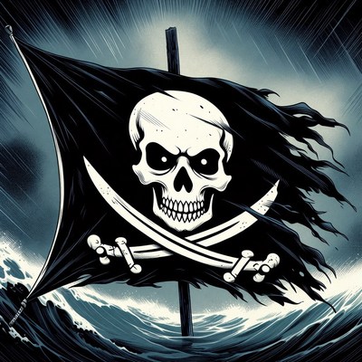 Jolly Roger Pirate Flag with Crossed Swords