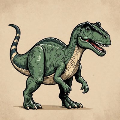 Roaring Green Triceratops Illustration