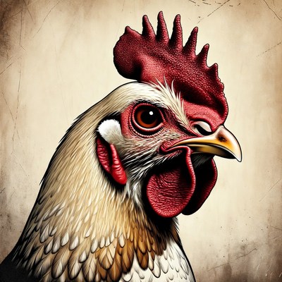 White rooster with red comb