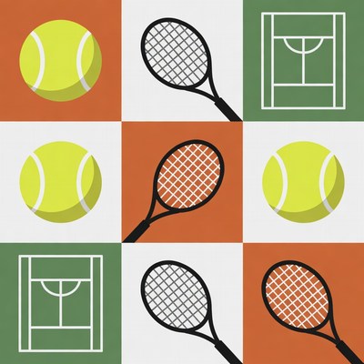 Tennis Balls Rackets Court Icons