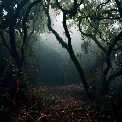 Misty Foggy Forest Path