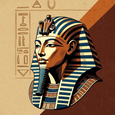 Pharaoh Tutankhamun Profile Illustration